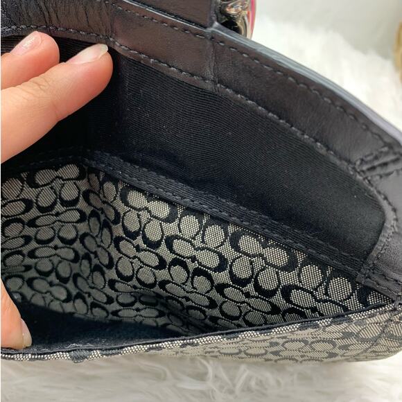 COACH Black Gray Signature Canvas Wristlet - Picture 8 of 10